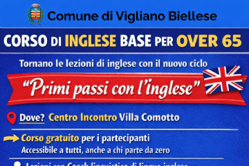 "Primi passi con l’inglese": a Vigliano Biellese torna il corso gratuito per gli over 65